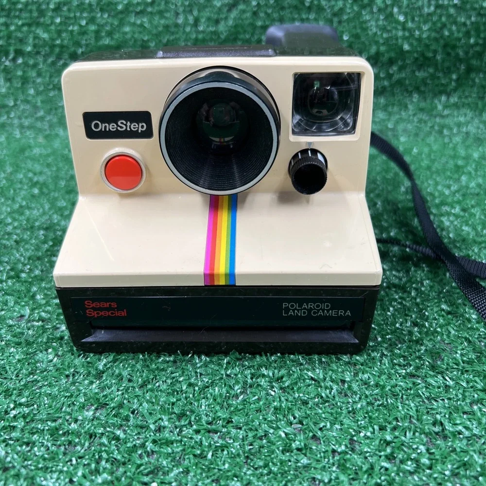 Vintage Polaroid One Step Land Camera Sears Special Instant Film Rainbow W/Strap